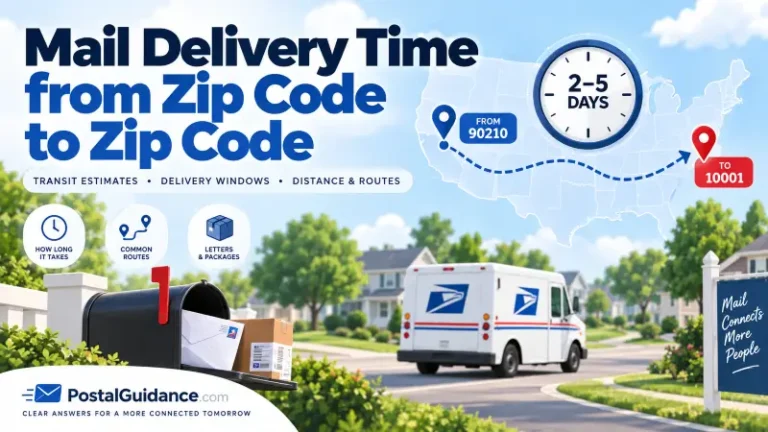 Mail Delivery Time from Zip Code to Zip Code