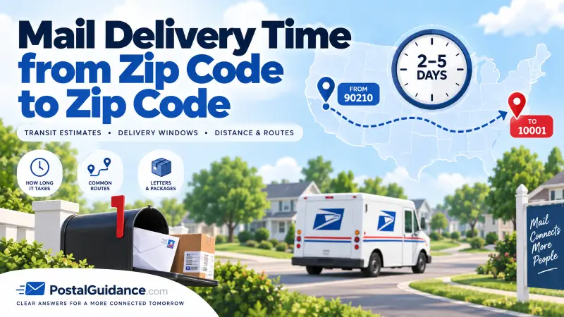 Mail Delivery Time from Zip Code to Zip Code