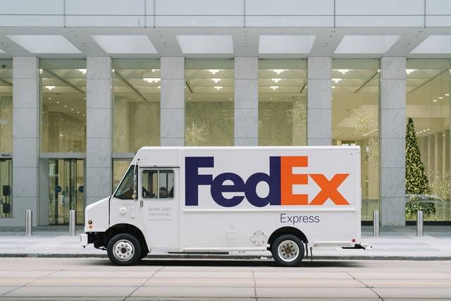 On FedEx vehicle for delivery