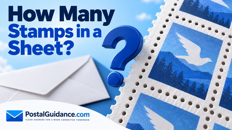 Cropped postage-sheet edges with an envelope and blue question mark.