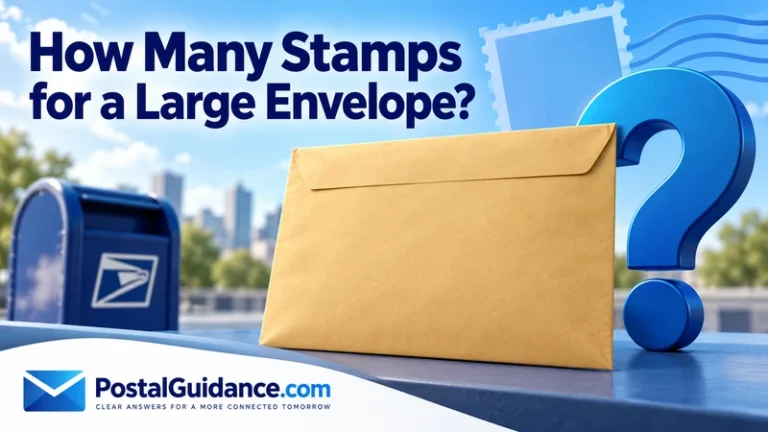 Large manila envelope with a blue question mark.