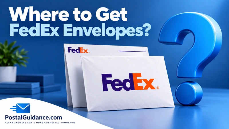 FedEx envelopes beside a blue question mark.