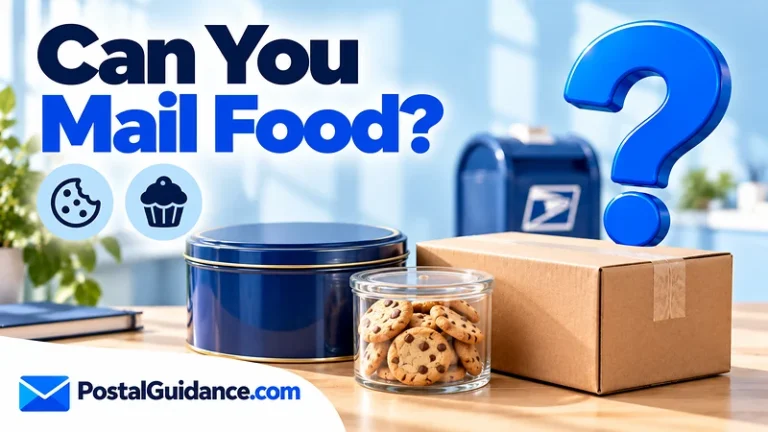 Food containers beside a parcel beneath the question Can You Mail Food?