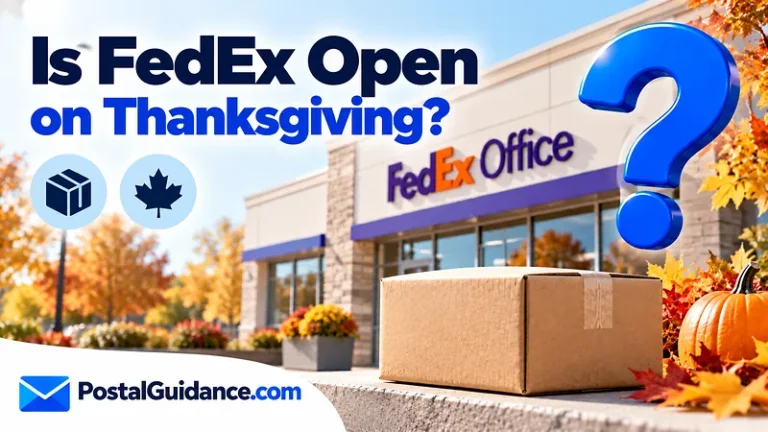 FedEx Office exterior and autumn decorations beneath a Thanksgiving opening question.