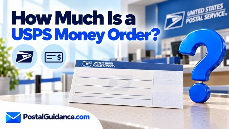 Blank money order beneath a USPS fee question.