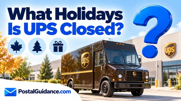 UPS vehicle and neutral seasonal icons beneath a holiday closure question.