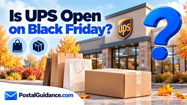 UPS location and shopping parcels beneath a Black Friday opening question.