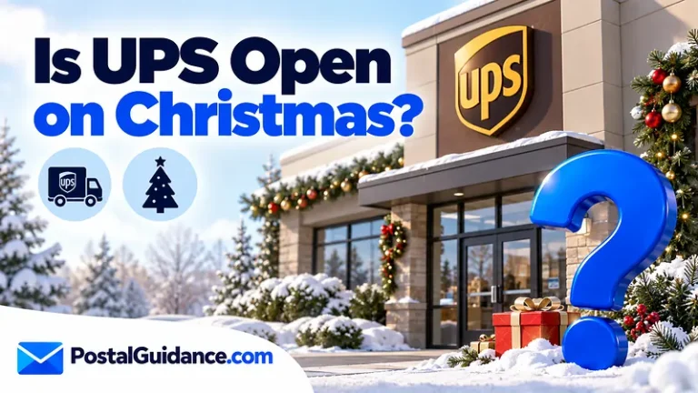 UPS facility and Christmas decorations beneath an opening question.