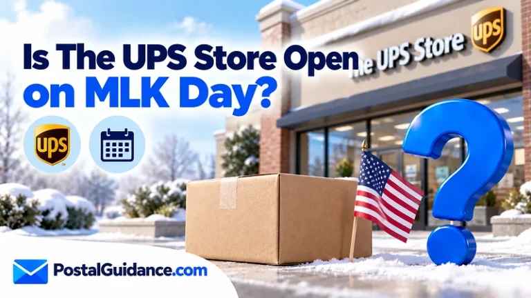 UPS Store exterior and flag beneath an MLK Day opening question.
