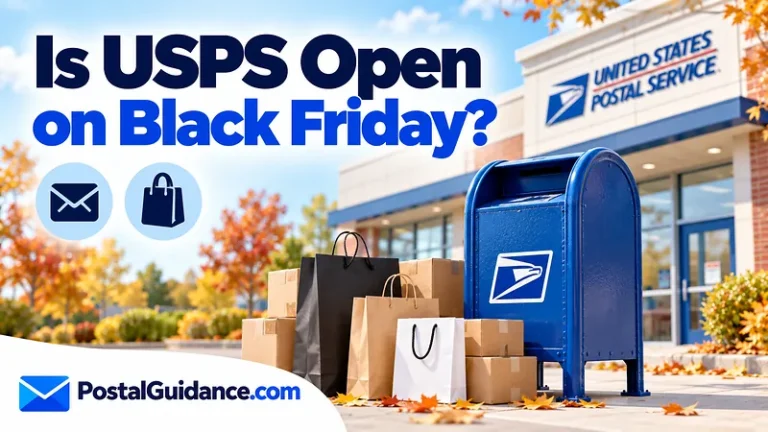 Post office and shopping parcels beneath a Black Friday opening question.