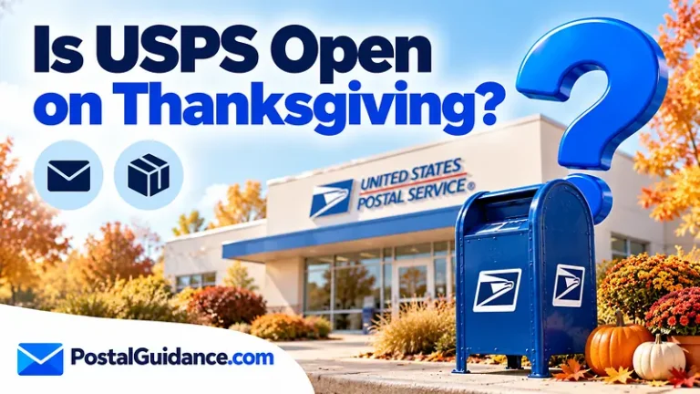 Post office exterior and pumpkins beneath a Thanksgiving opening question.