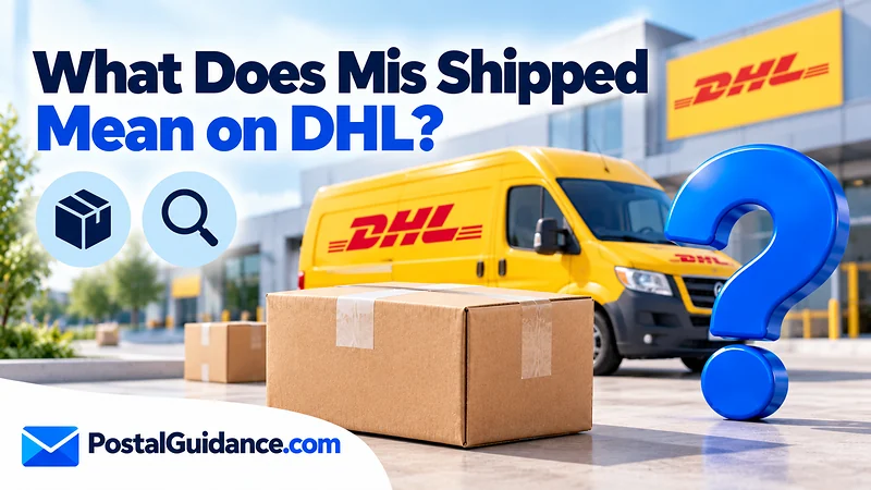DHL vehicle and parcel beneath a question about the Mis Shipped tracking status.