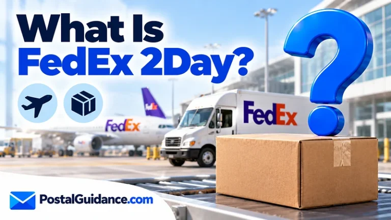 FedEx logistics scene and parcel beneath the question What Is FedEx 2Day?