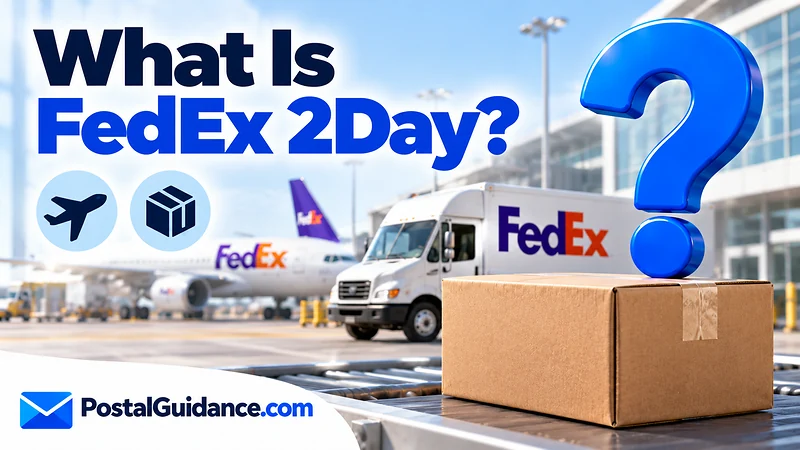 FedEx logistics scene and parcel beneath the question What Is FedEx 2Day?