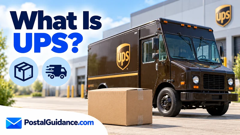 UPS truck and parcel beneath a question about UPS.